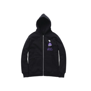 PINT THE WORLD ZIP HOODY: BLACK